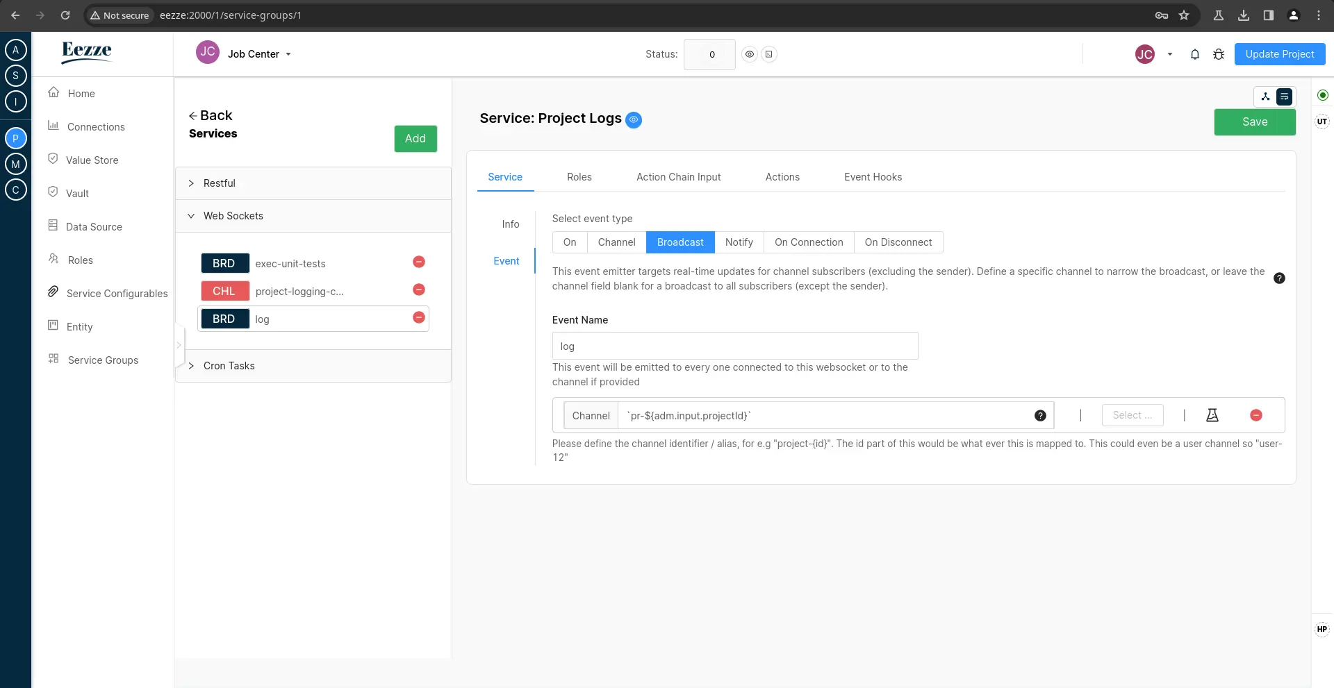 Websocket Broadcast configuration